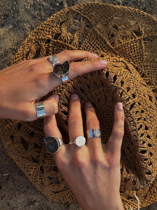 Hammered Ammonite Ring