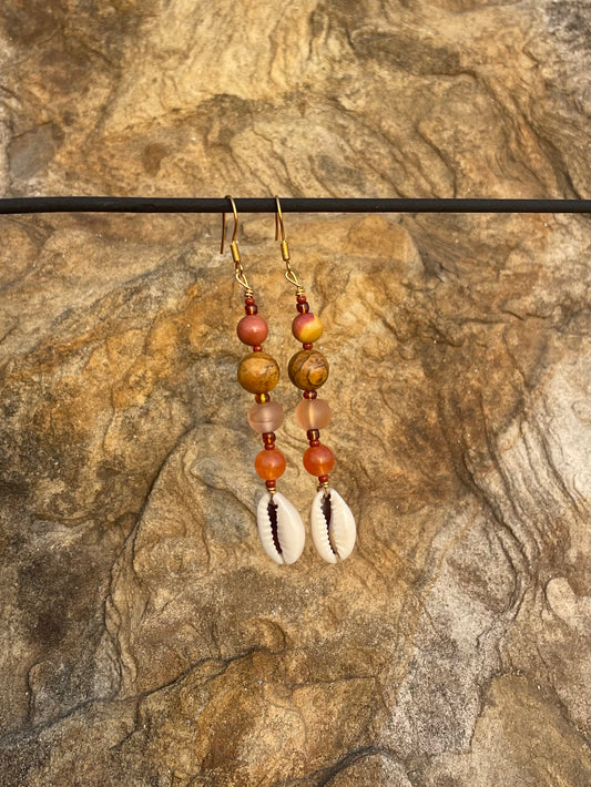 Rosy Cowrie Earrings