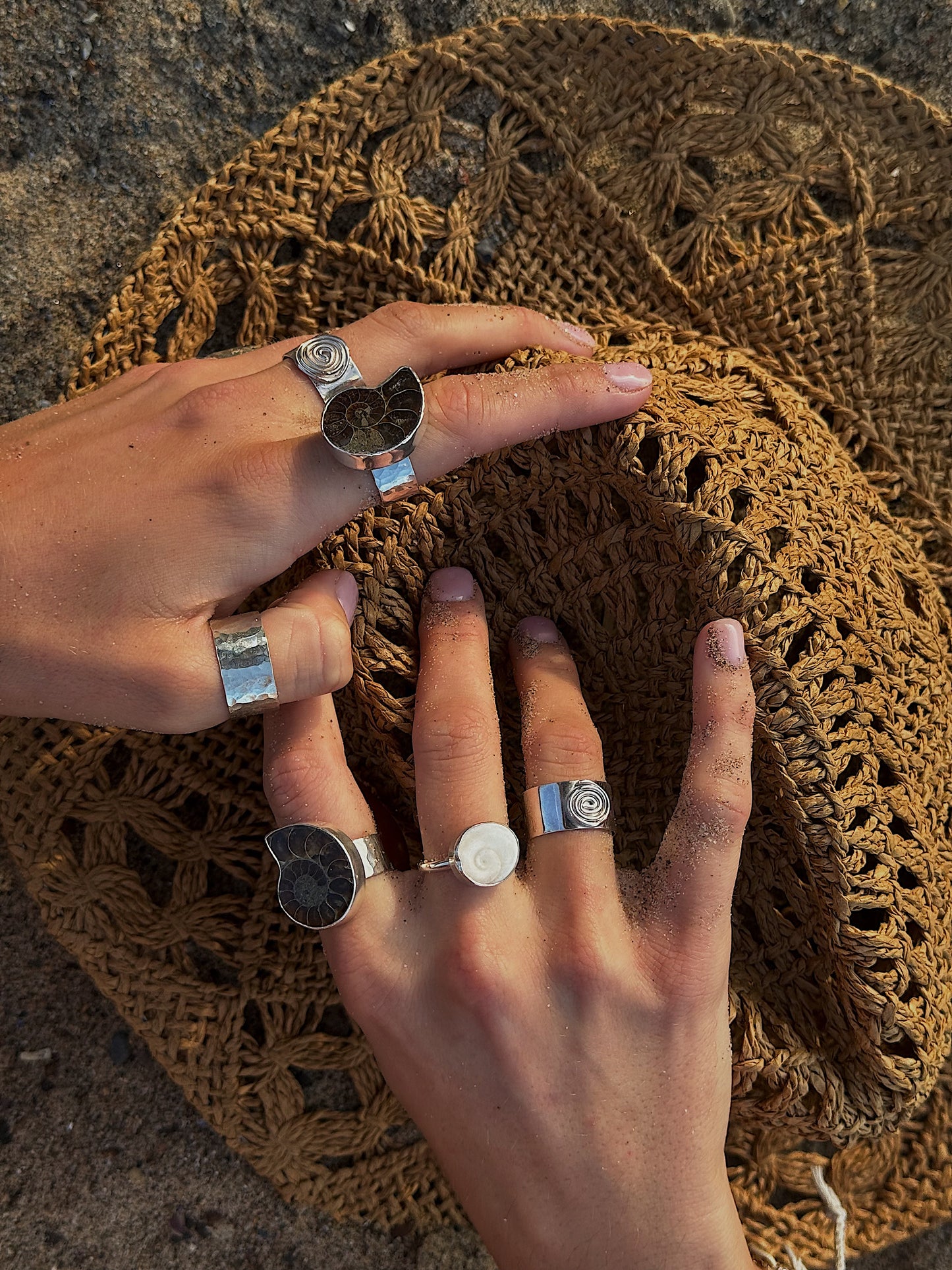 Hammered Ammonite Ring