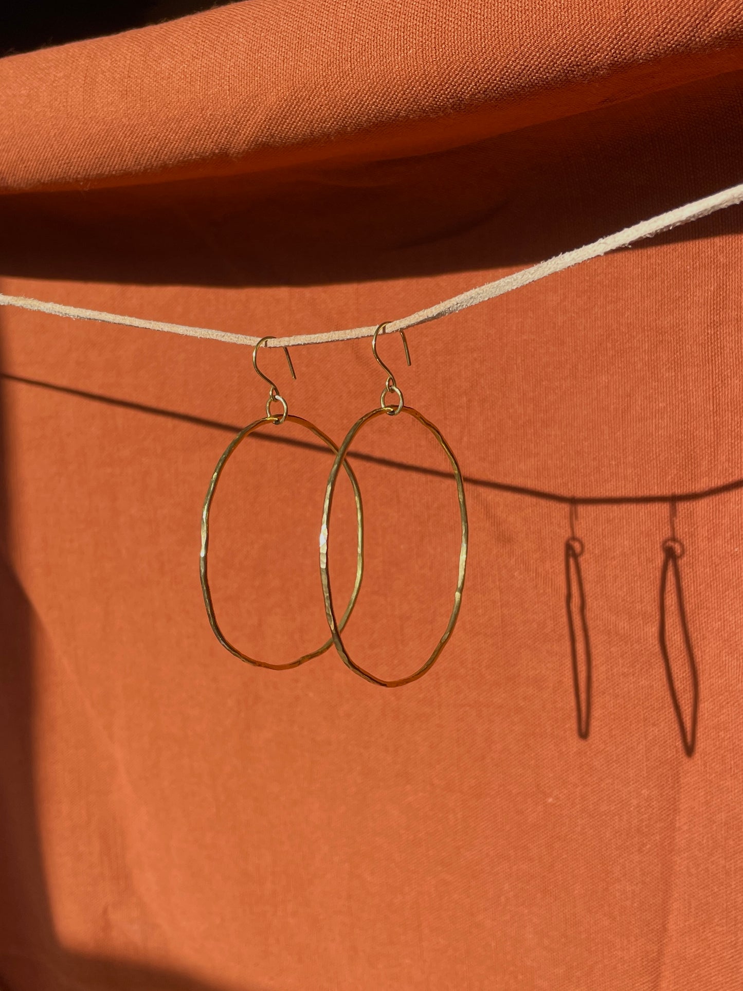 Hammered Brass Hoops