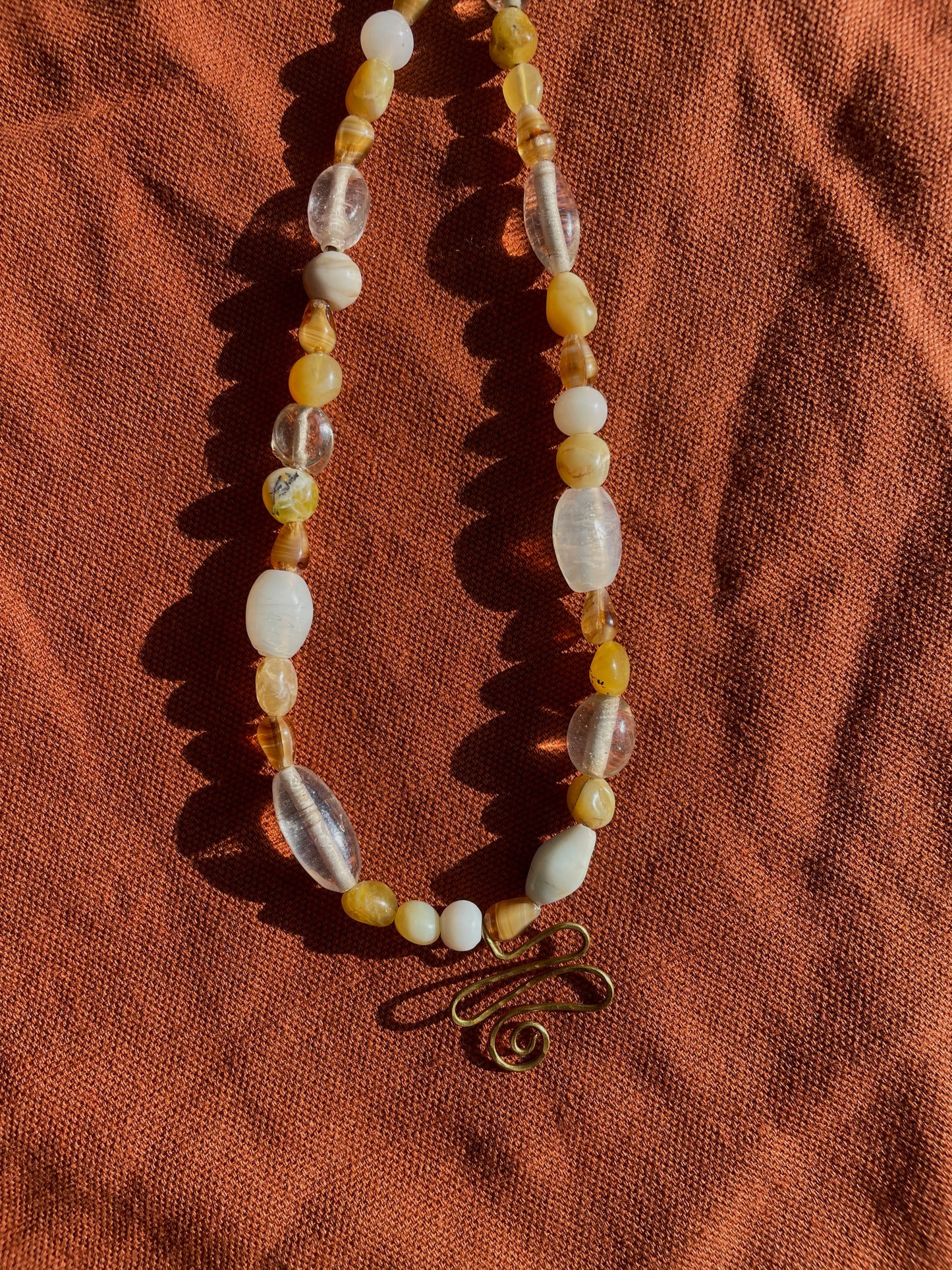 Waviness Lemon Opal Necklace