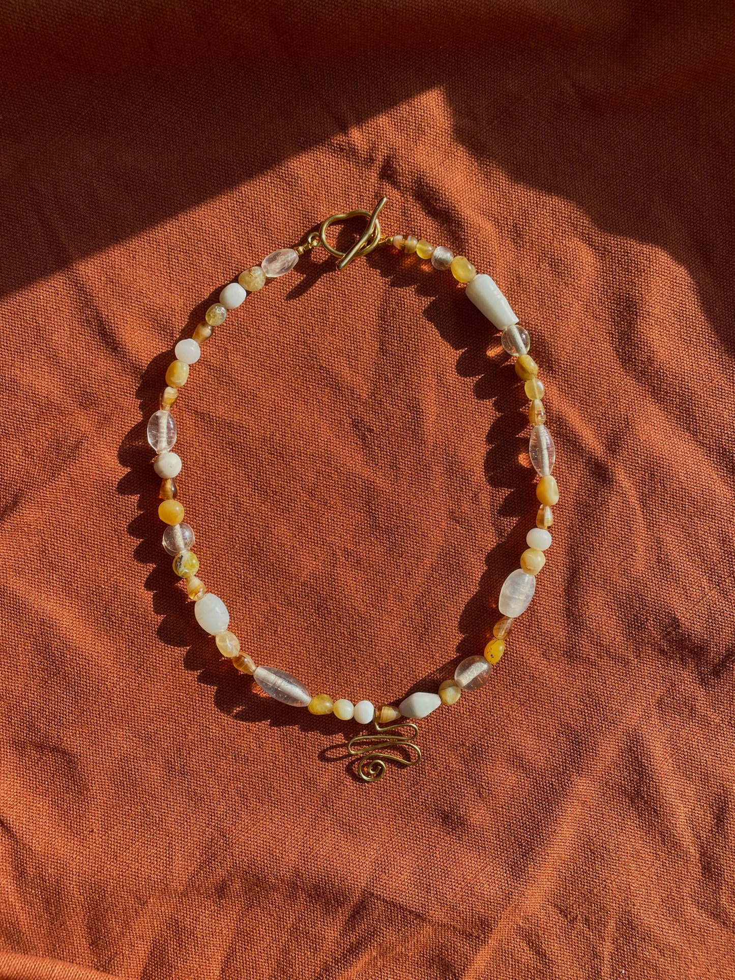 Waviness Lemon Opal Necklace