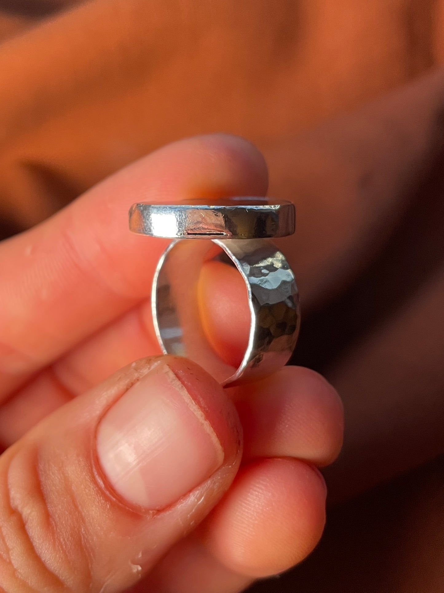 Hammered Ammonite Ring