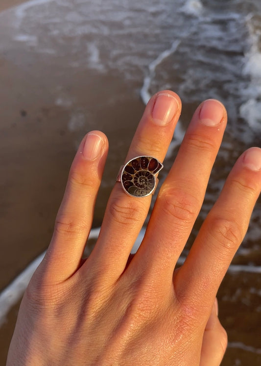 Hammered Ammonite Ring