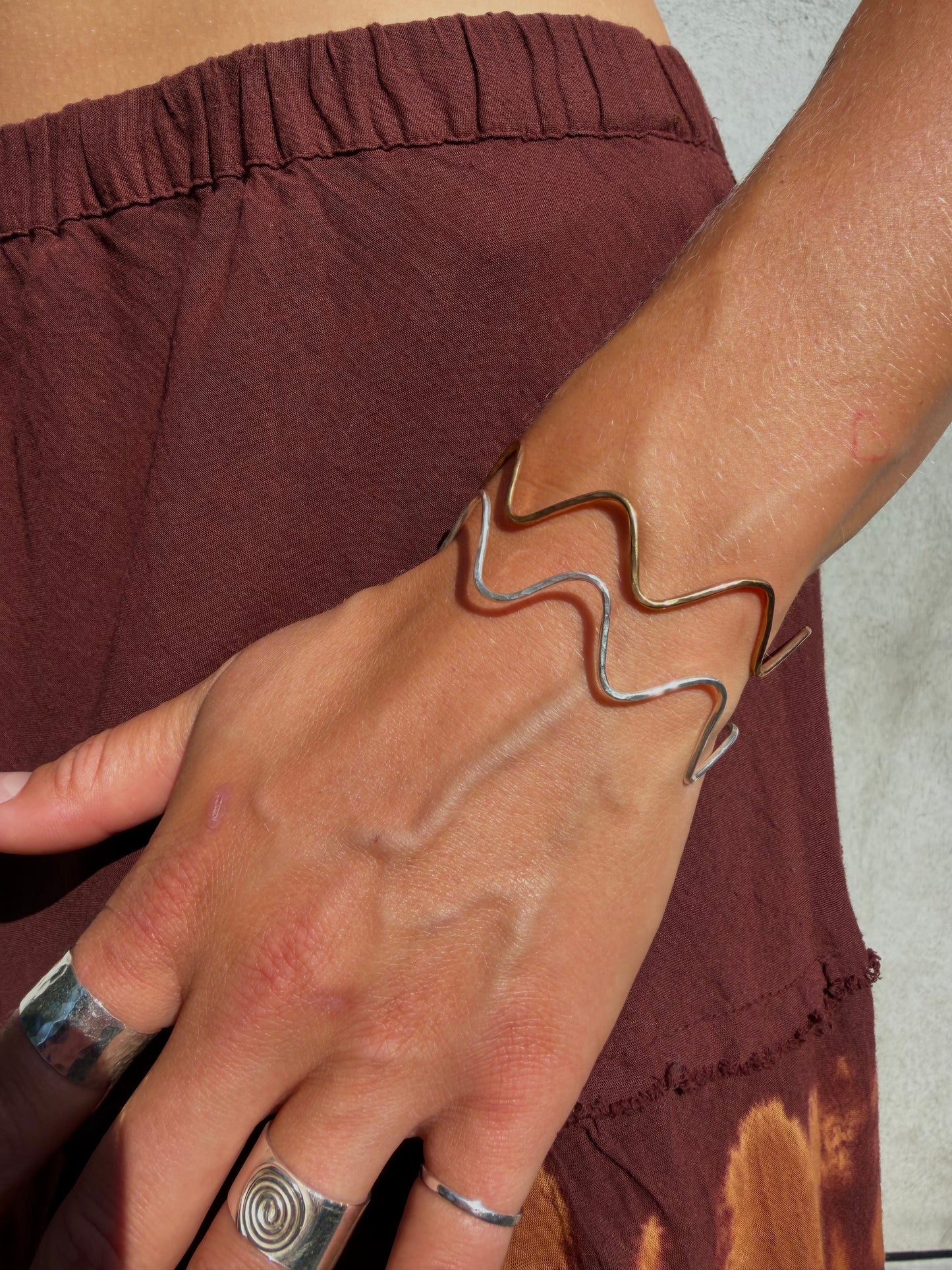Wavy Brass Bangle