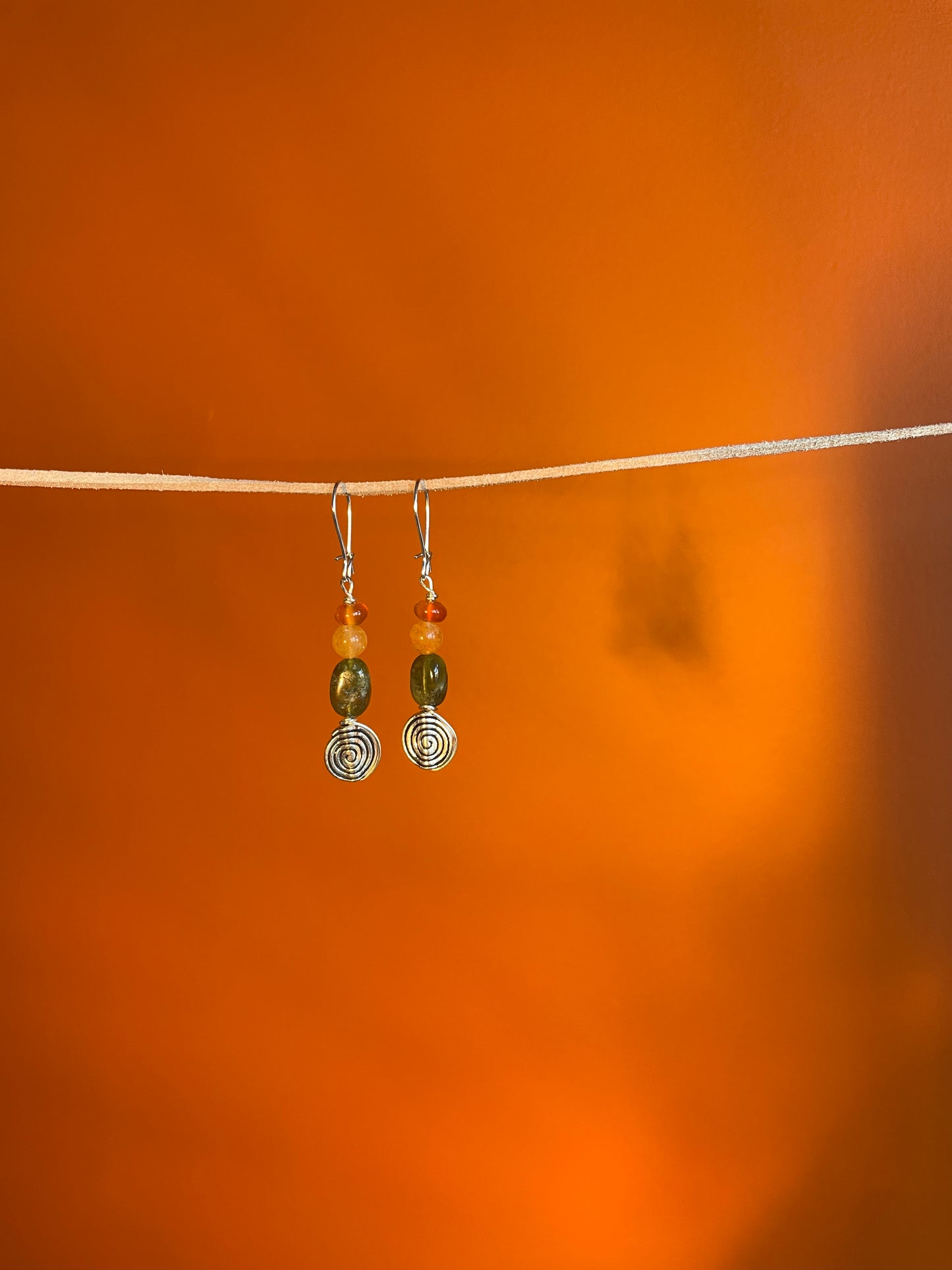 Carnelian Spiral Earrings