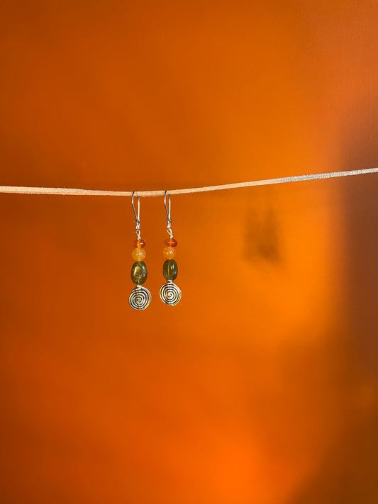 Carnelian Spiral Earrings