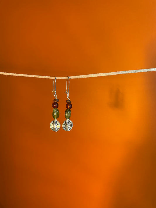 Garnet Spiral Earrings