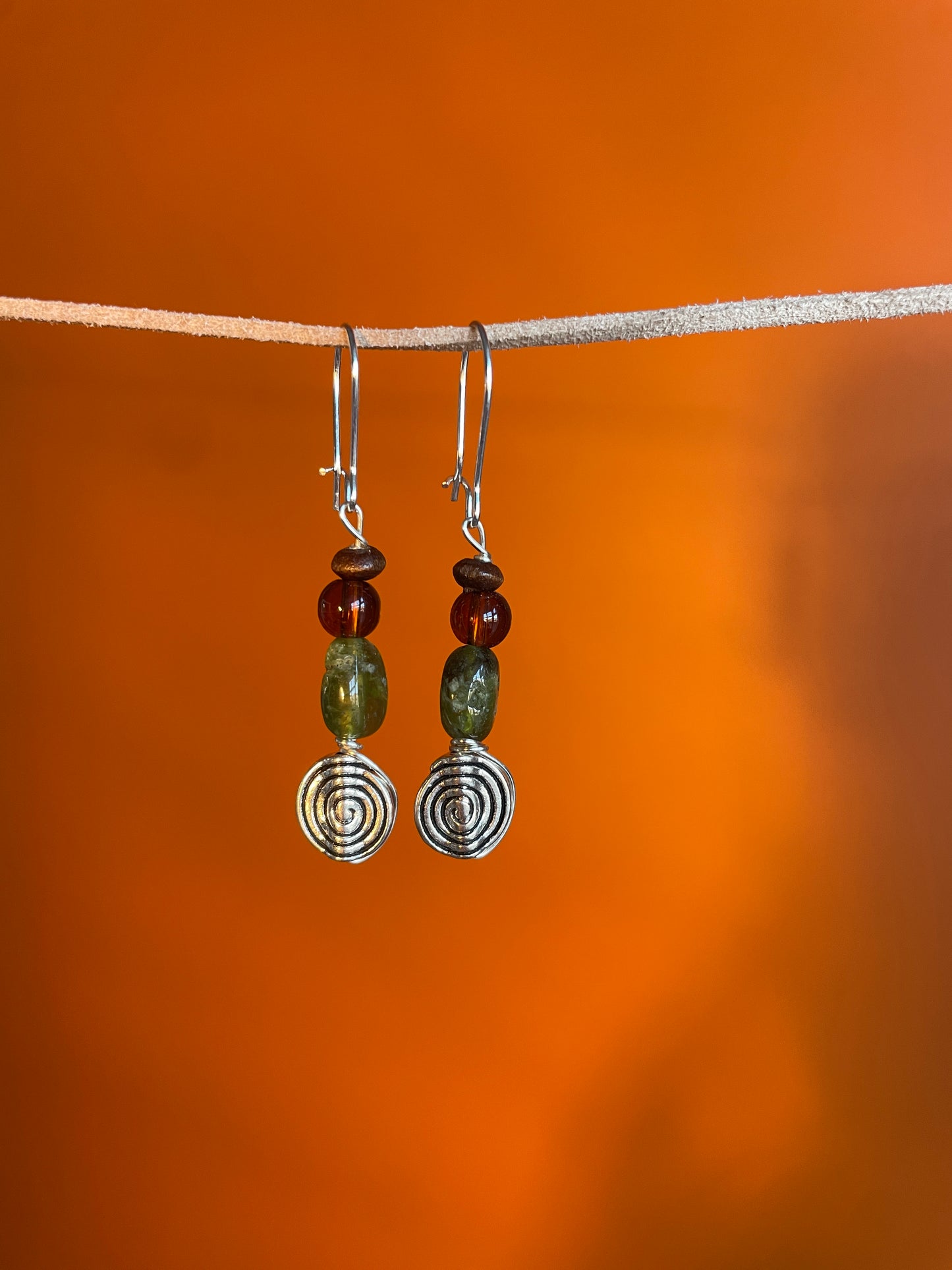 Garnet Spiral Earrings