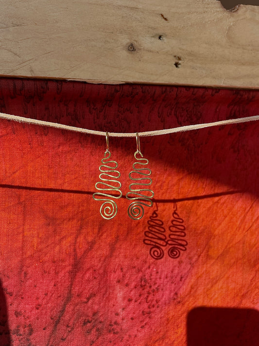 Wavy Baby Brass Earrings