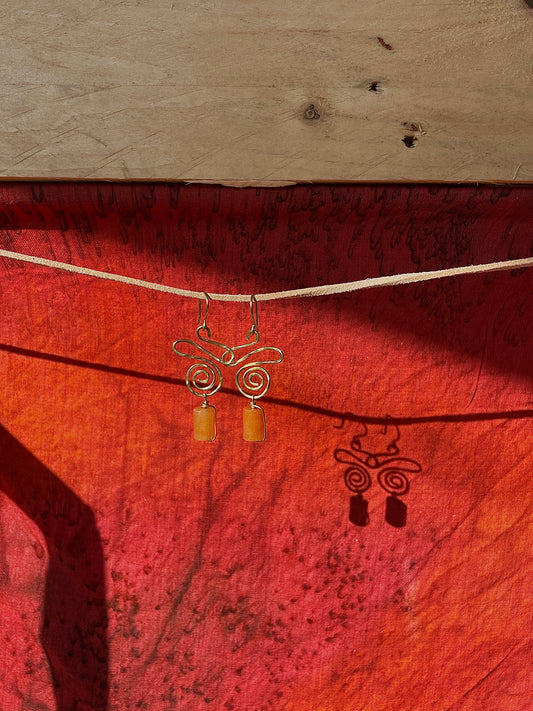 Waviness Brass Earrings
