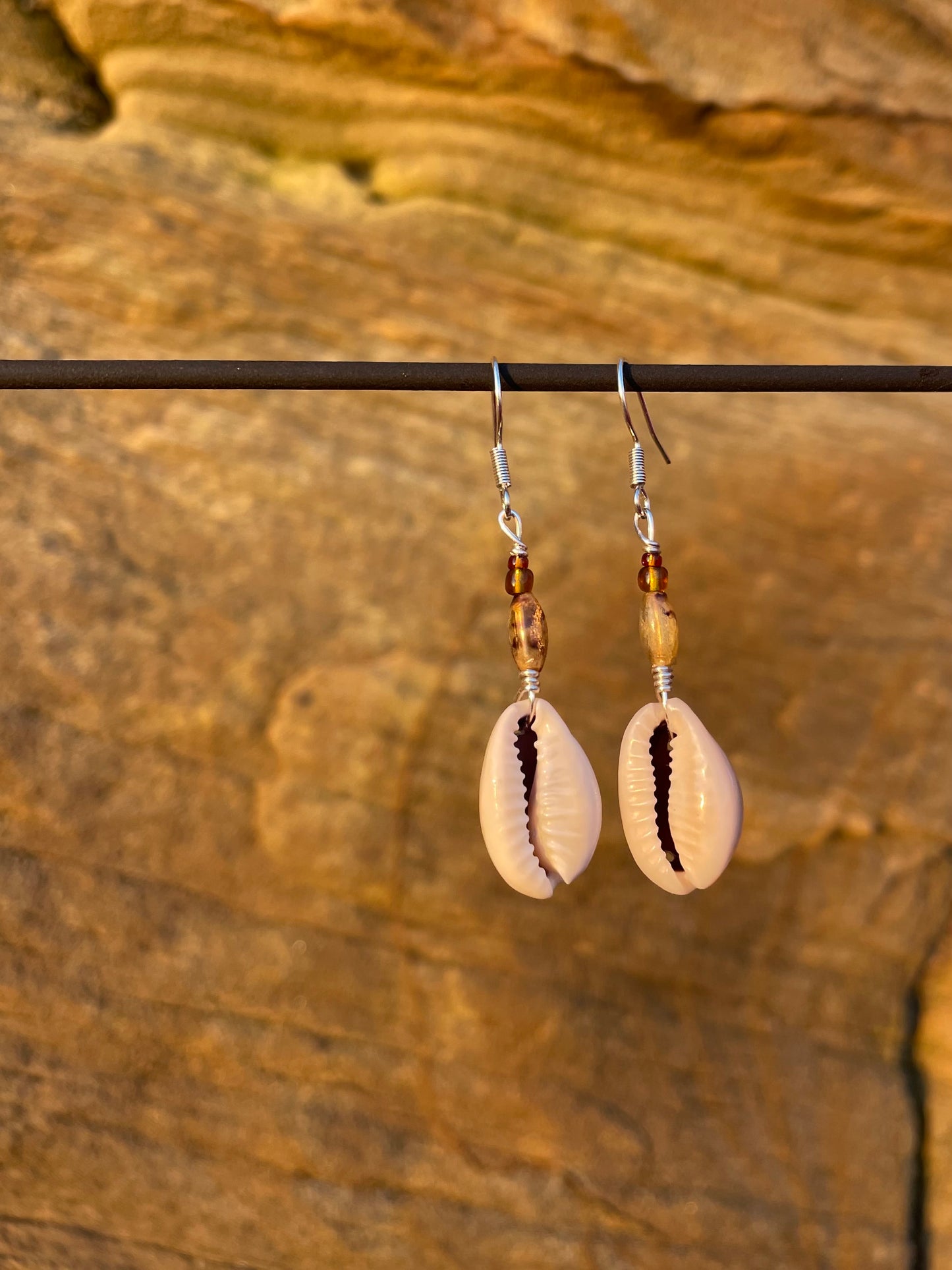 Green Glow Cowrie Earrings