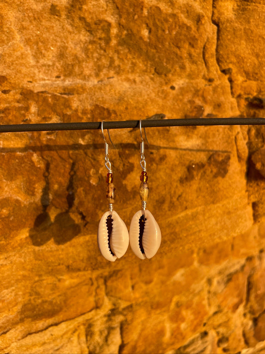 Green Glow Cowrie Earrings