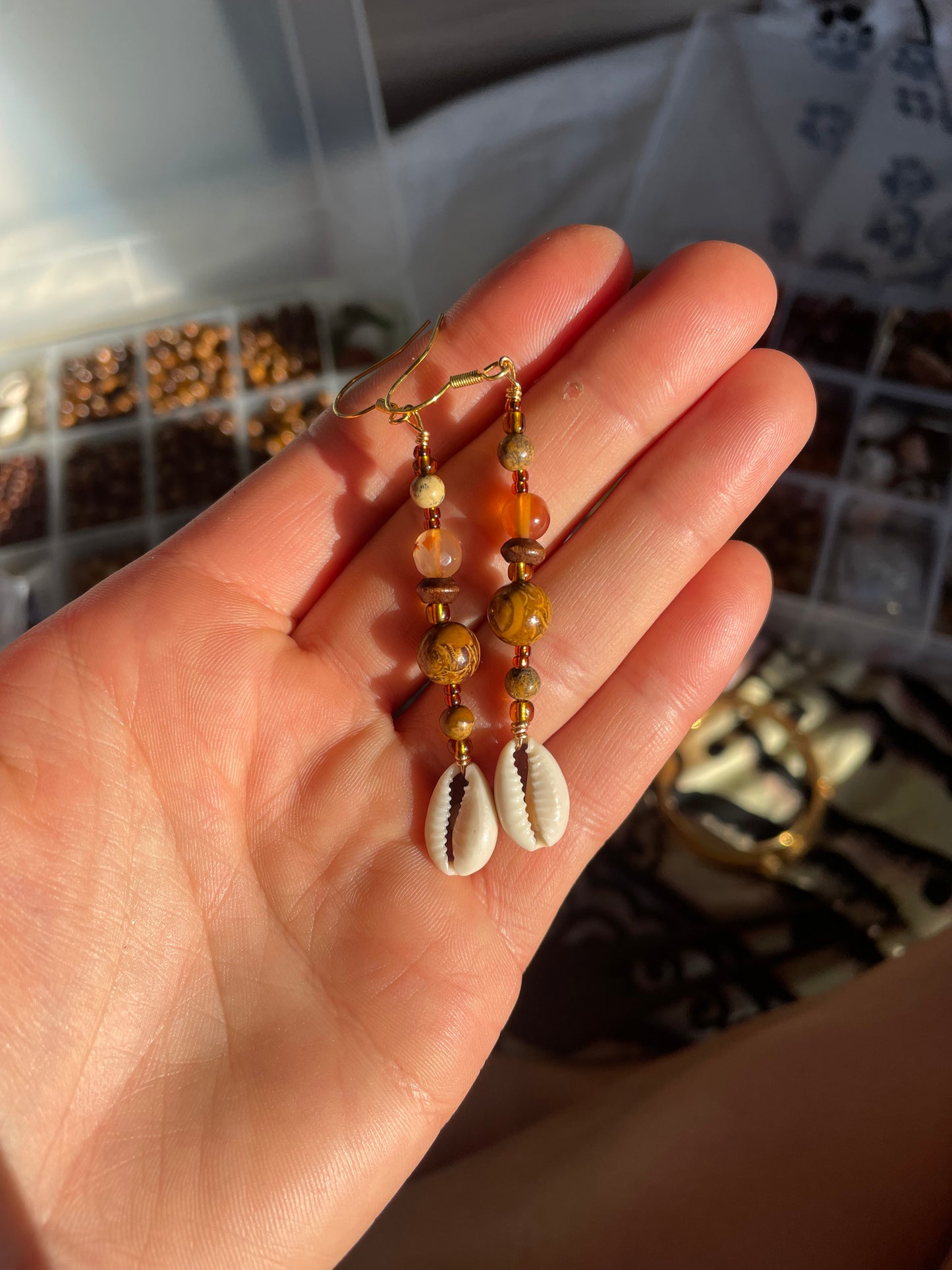 Sandy Cowrie Earrings